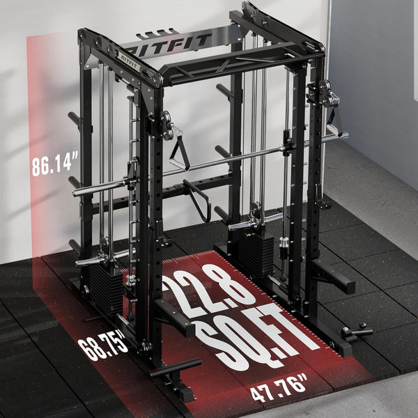 M2 3D Smith Machine & 286.6LB Built-In Weight Stack with Cable Crossover System, All in One Functional Trainer & Power Cage, 16 Adjustment Holes, 6 Storage Pegs for Full-Body Home Gym