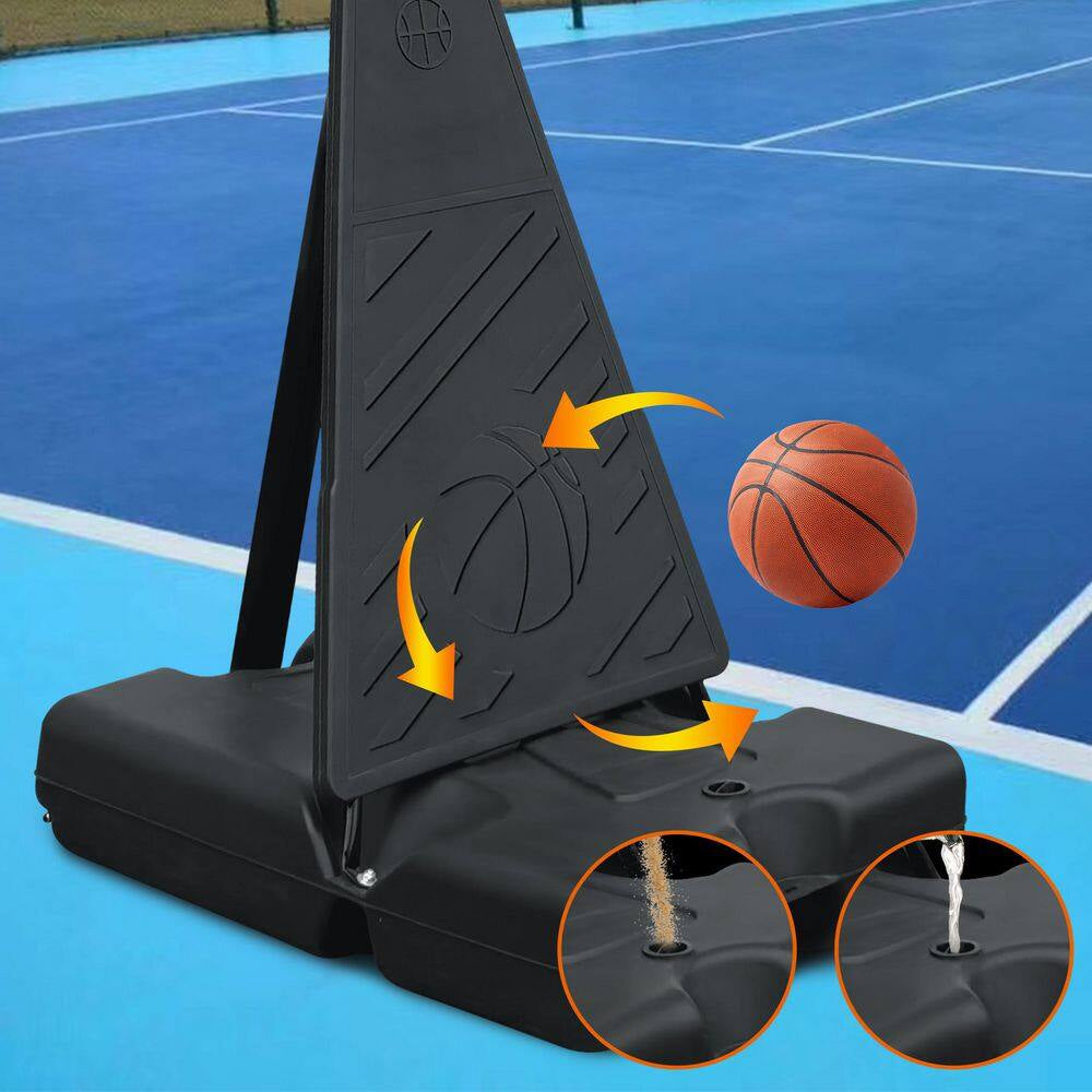 8-10 Ft. Adjustable Height Portable Basketball Hoop Basketball System with Blue Backboard, Basketball Hoop and Wheels