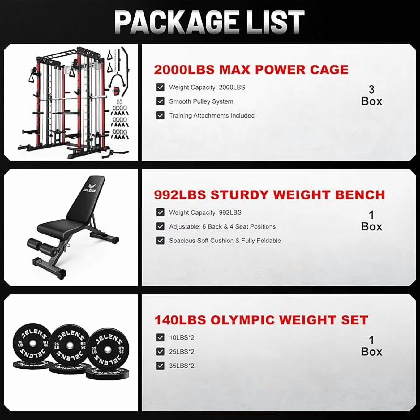 Smith Machine for Home Gym,2000Lbs Multi-Function Power Cage with Cable Crossover System, Squat Rack with Smith Bar and More Attachment