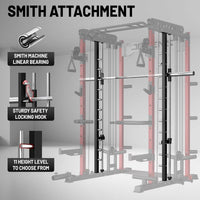 Smith Machine for Home Gym,2000Lbs Multi-Function Power Cage with Cable Crossover System, Squat Rack with Smith Bar and More Attachment