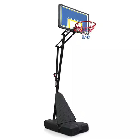 8-10 Ft. Adjustable Height Portable Basketball Hoop Basketball System with Blue Backboard, Basketball Hoop and Wheels