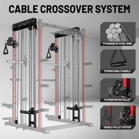 Smith Machine for Home Gym,2000Lbs Multi-Function Power Cage with Cable Crossover System, Squat Rack with Smith Bar and More Attachment
