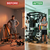 Professional Gym Smith Machine Set—Multi-Functional All-In-One Fitness Equipment, Suitable for Professional Gyms — Before & After