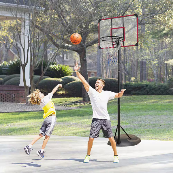7.5 Ft. to 9.2 Ft. H Youth System Hoop Adjustment Portable Basketball Hoop Basketball System with Wheels
